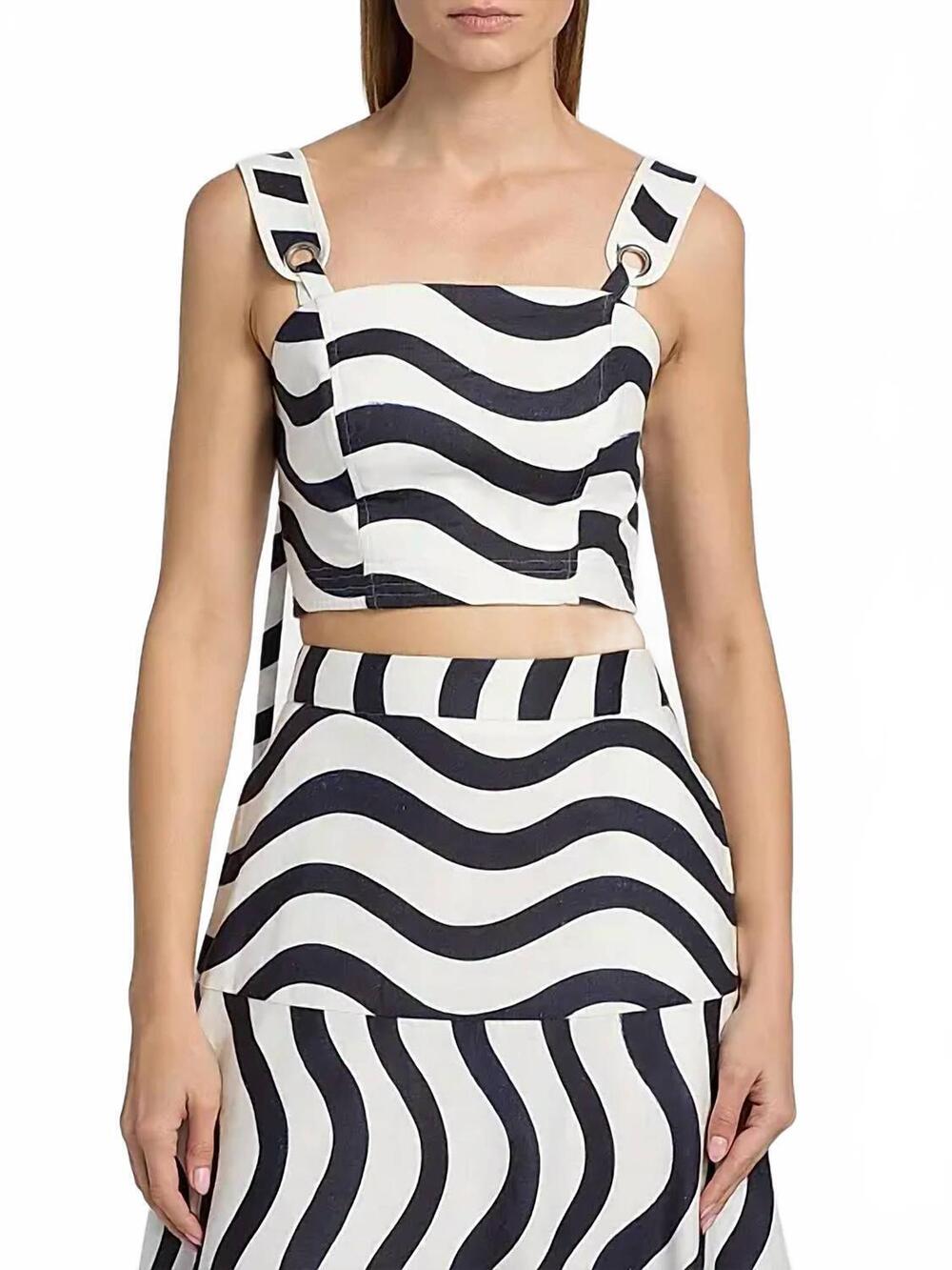 NEW MILLY lenox printed top in navy/white